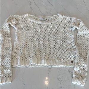 Abercrombie & Fitch White Crew Neck Sweater Chunky Knit Cropped